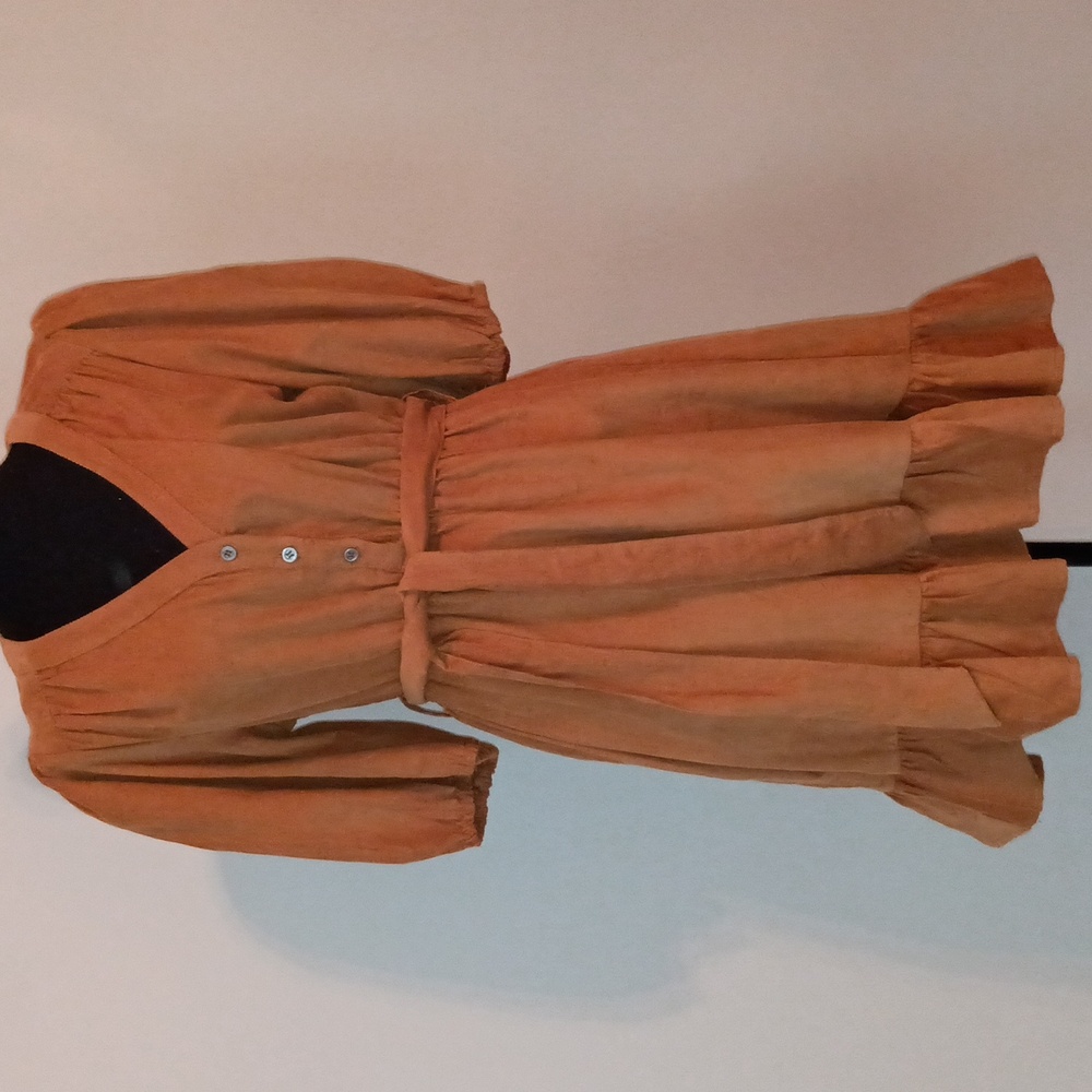 Elegant Tan Button-Up Dress